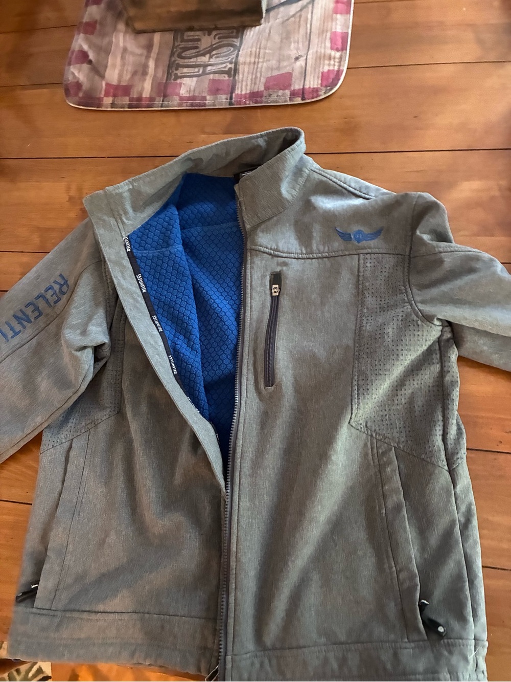 Ariat Gray Softshell Performance Jacket with Blue Lining